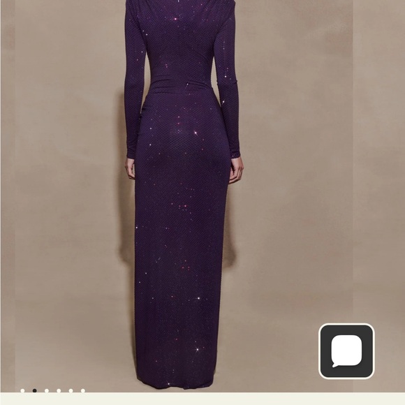 Meshki Long Sleeve Diamonte Purple Dress - Picture 3 of 6